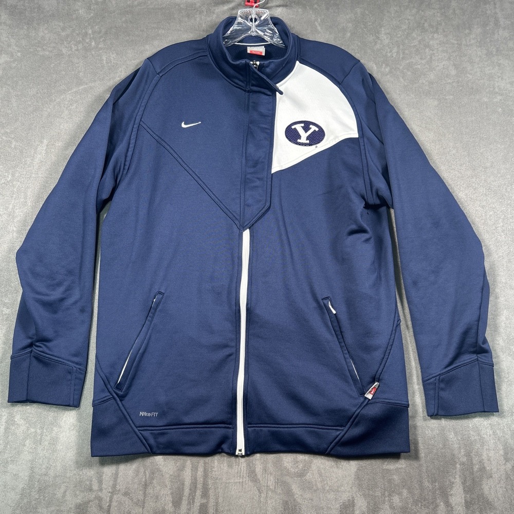 VTG Bringham Young University Nike Team Fit Dry Full Zip Jacket L *Missing Snap